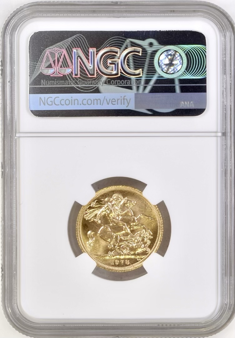 1978 Gold Sovereign, NGC Graded MS62 - Image 2