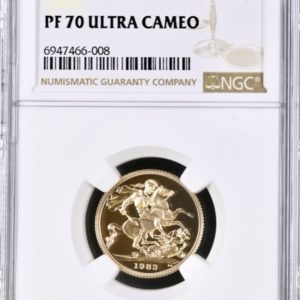1983 Sovereign, Gold Proof Coin. NGC Graded PF70 Ultra Cameo.