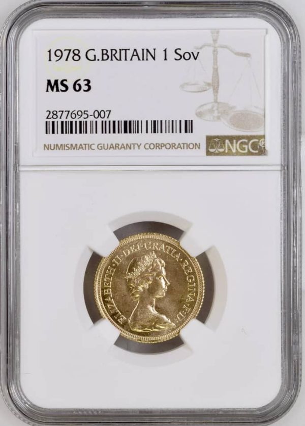 1978 Gold Sovereign, NGC Graded MS63