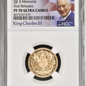 2022 Gold Proof Sovereign, Queen Elizabeth II Memorial, King Charles III Portrait, NGC Graded PF70 First Releases