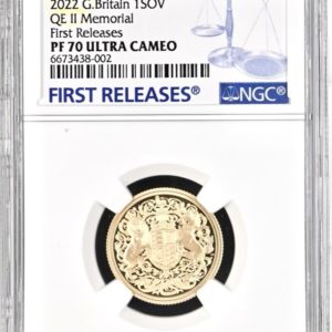2022 Gold Proof Memorial Sovereign, Queen Elizabeth II Memorial, NGC Graded PF70 First Releases