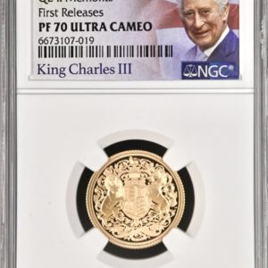 2022 Gold Proof Sovereign, Queen Elizabeth II Memorial, King Charles III Portrait, NGC Graded PF70 First Releases