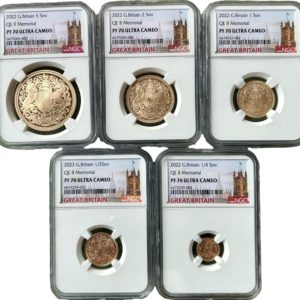 2022 Gold Proof Memorial Sovereign Five Coin Set, NGC Graded PF70 Ultra Cameo