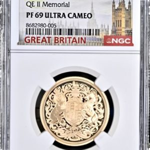 2022 Gold Proof Double Sovereign (Two Pounds, £2) Memorial, NGC Graded PF69 Ultra Cameo