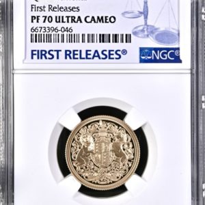 2022 Gold Proof Memorial Piedfort Sovereign, NGC Graded PF70 Ultra Cameo First Releases.