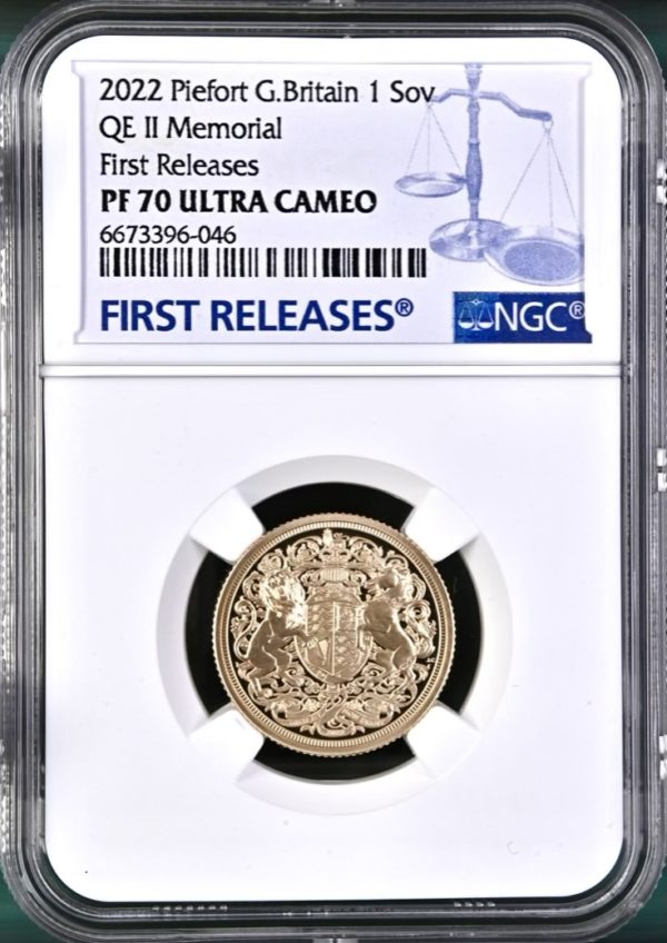 2022 Gold Proof Memorial Piedfort Sovereign, NGC Graded PF70 Ultra