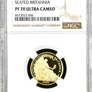 2007 Gold proof Britannia And The Lion £25 (1/4 Oz Coin) NGC Graded PF70 Ultra Cameo