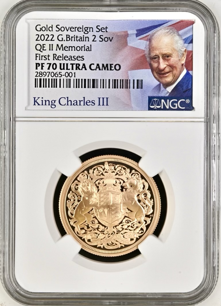2022 Gold Proof Double Sovereign (Two Pounds, £2) Memorial, NGC Graded PF70 Ultra Cameo