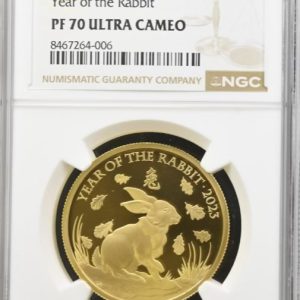 2023 Year Of The Rabbit, Gold Proof £100 - One Ounce Coin - NGC Graded PF70 Ultra Cameo