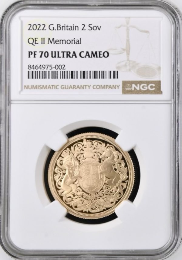 2022 Gold Proof Double Sovereign (Two Pounds, £2) Memorial, NGC Graded PF70 Ultra Cameo