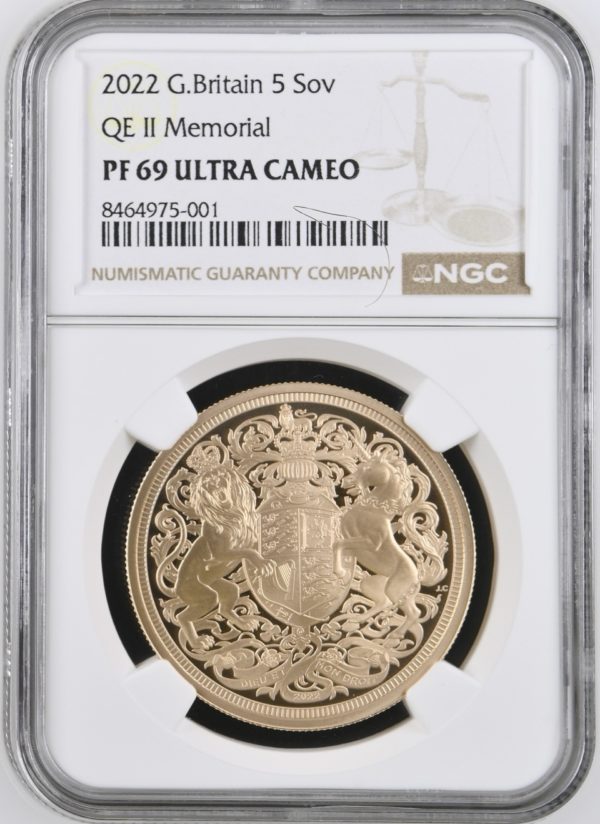 2022 Memorial Gold Proof Five Sovereign Piece (£5), NGC Graded PF69 Ultra Cameo