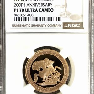 2017 Gold Proof Two Pounds Double Sovereign (£2, 2Sov) NGC Graded PF70 Ultra Cameo