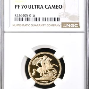 2003 Gold Proof Sovereign NGC Graded PF70 Ultra Cameo.