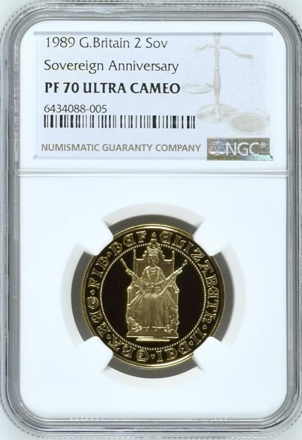 1989 Gold Proof Double Sovereign (£2), NGC Graded PF70 Ultra Cameo. Tudor Rose 500th Anniversary.