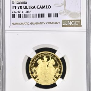 2023 Gold Proof Britannia £25 Pound, Quarter Ounce Coin (1/4 Oz) NGC Graded PF70 Ultra Cameo