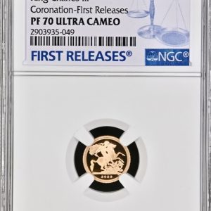 2023 King Charles III Coronation, Gold Proof Quarter Sovereign, NGC 1/4sov, PF70 Ultra Cameo First Releases
