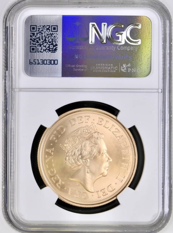 2019 Gold Five Sovereign Piece (£5) Brilliant Uncirculated, NGC Graded MS70 Matte - Image 2