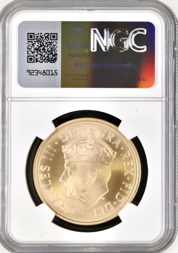 2023 Gold Five Sovereign Piece (£5) Brilliant Uncirculated, NGC Graded MS70 Matte, The Coronation of King Charles III - Image 2