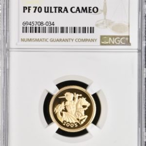 2005 Gold Proof Half Sovereign, NGC Graded PF70 Ultra Cameo