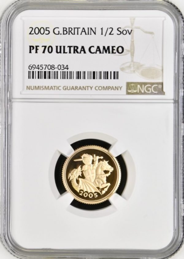 2005 Gold Proof Half Sovereign, NGC Graded PF70 Ultra Cameo