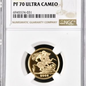 2008 Gold Proof Sovereign, NGC PF70 Ultra Cameo