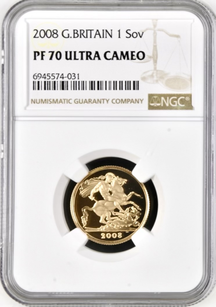 2008 Gold Proof Sovereign, NGC PF70 Ultra Cameo