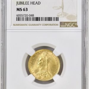 1893 Gold Sovereign, Sydney Mint. NGC Graded MS63