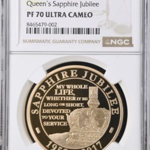 2017 Sapphire Jubilee Gold Proof Five Pounds (£5), NGC Graded PF70 Ultra Cameo