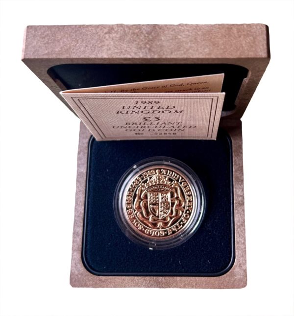 1989 Gold Five Pounds Sovereign (£5) Tudor Rose.
