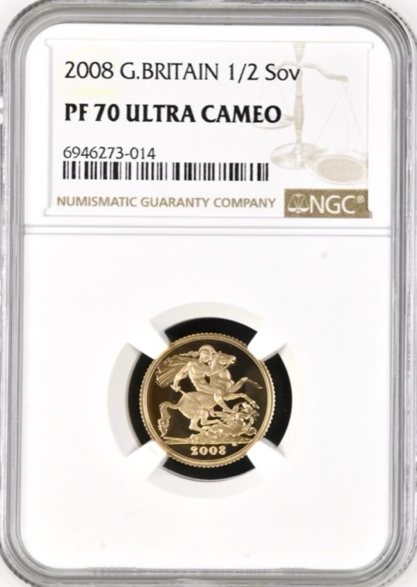 2008 Gold Proof Half Sovereign (1/2) NGC PF70 Ultra Cameo
