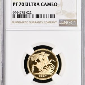 2007 Gold Proof Sovereign NGC PF70 Ultra Cameo