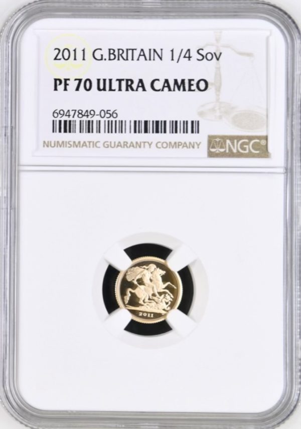 2011 Gold Proof Quarter Sovereign, NGC Graded PF70 Ultra Cameo