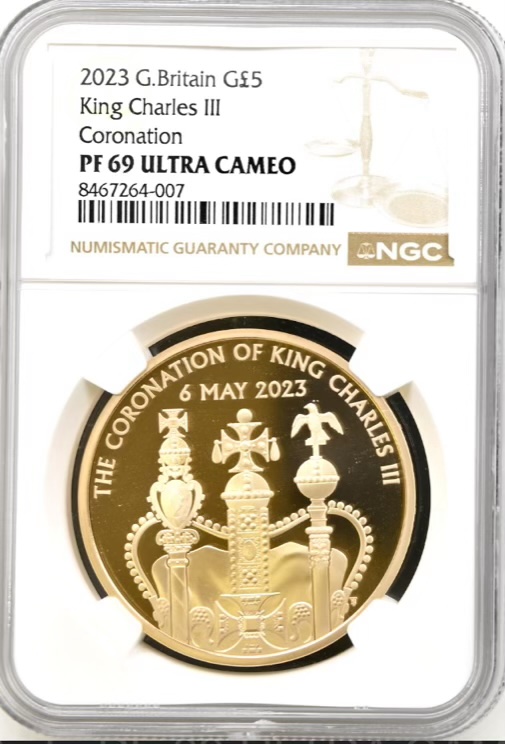 2023 King Charles Coronation Gold Proof £5 Crown NGC Graded PF69 Ultra Cameo