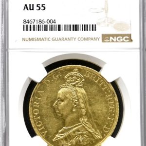 1887 Gold 5 Pound Sovereign, NGC Graded AU55
