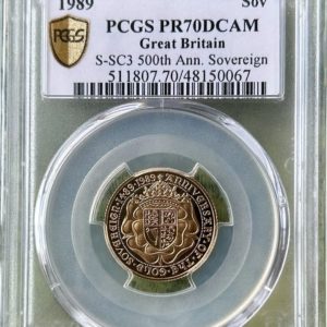 1989 Gold Proof Sovereign, PCGS Graded PR70 Deep Cameo. Tudor Rose Design.