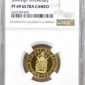 1989 Gold Proof Sovereign, NGC Graded PF69 Ultra Cameo. Tudor Rose Design.