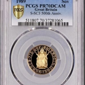 1989 Gold Proof Sovereign, PCGS Graded PR69 Ultra Cameo. Tudor Rose Design.