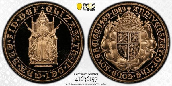 1989 Gold Proof Sovereign, PCGS Graded PR69 Ultra Cameo. Tudor Rose Design. - Image 3