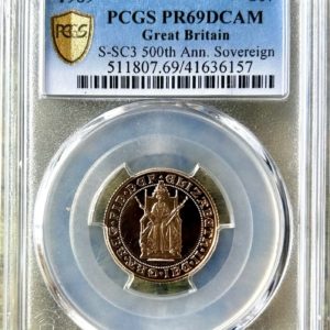 1989 Gold Proof Sovereign, PCGS Graded PR69 Ultra Cameo. Tudor Rose Design.