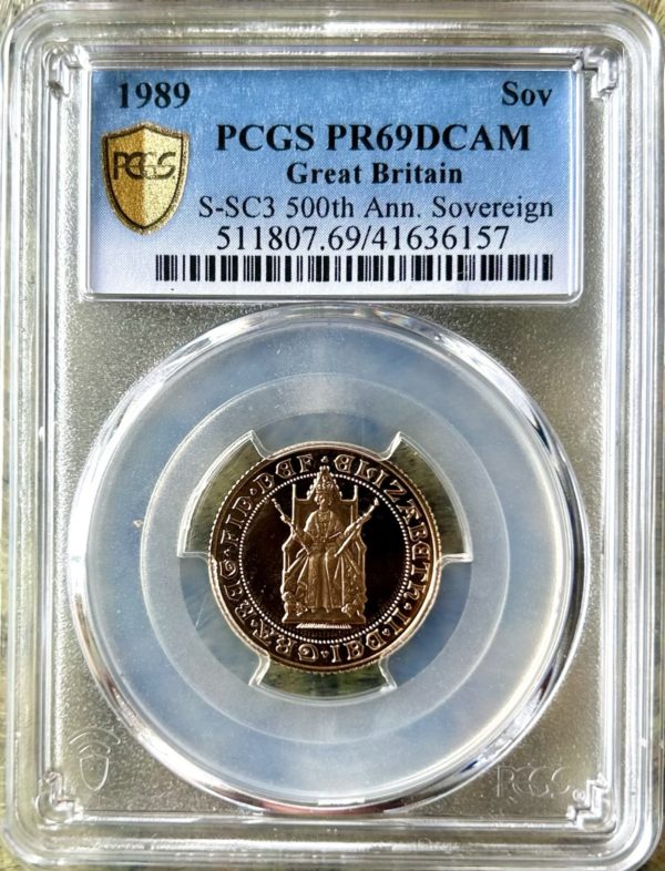 1989 Gold Proof Sovereign, PCGS Graded PR69 Ultra Cameo. Tudor Rose Design.