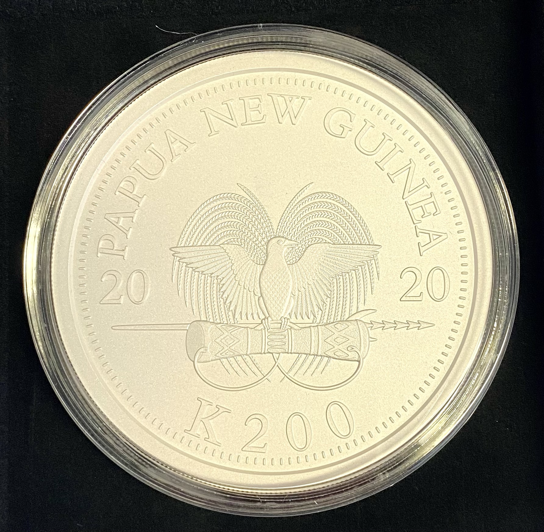 Bird of Paradise Silver Matt Proof Coin K200 1kg. Papua New Guinea Coin by the Commonwealth Mint