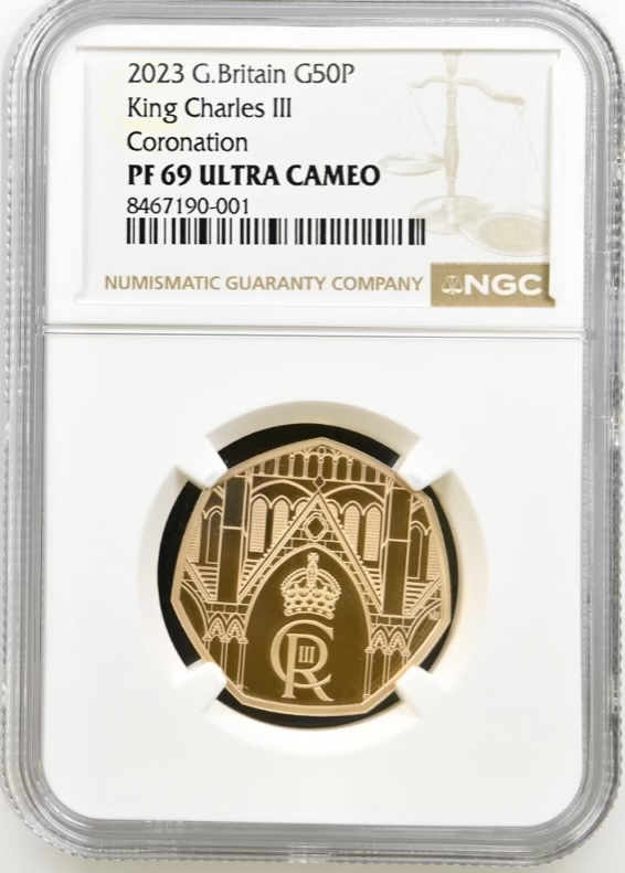 King Charles III Coronation - 2023 Gold Proof 50p, NGC Graded PF69 Ultra Cameo - Image 2
