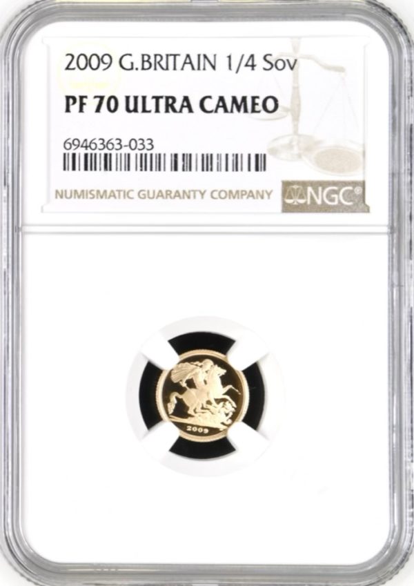 2009 Gold Proof Quarter Sovereign, NGC Graded PF70 Ultra Cameo