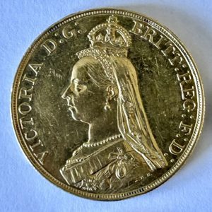 1887 Gold Five Pounds, (5 Sovereign / £5) Queen Victoria Jubilee