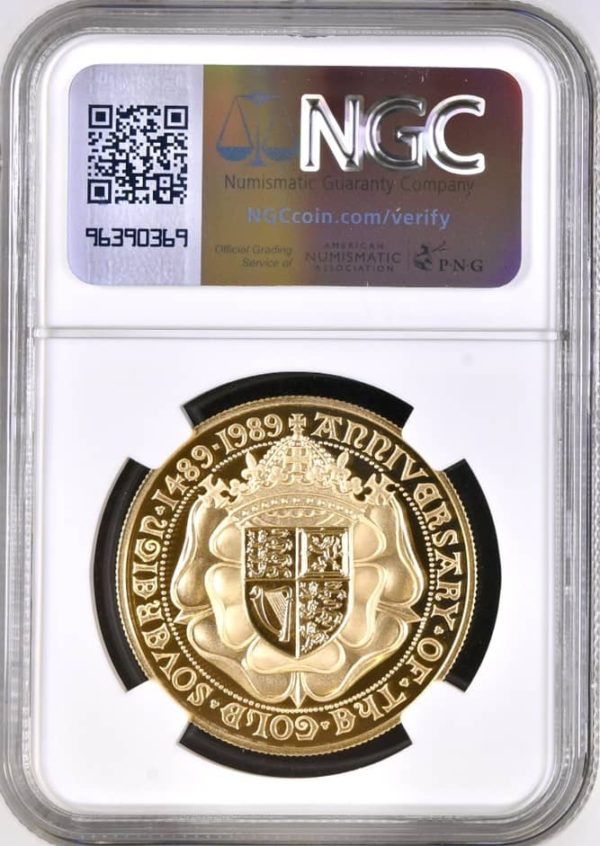 1989 Gold Proof Five Sovereign (5 Pounds, £5), NGC Graded PF69 Ultra Cameo, Tudor Rose. - Image 2