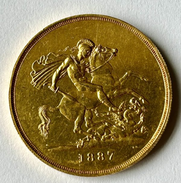 1887 Gold Five Sovereign (5 Pounds / £5) Queen Victoria - Image 2