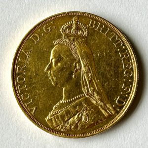 1887 Gold Five Sovereign (5 Pounds / £5) Queen Victoria