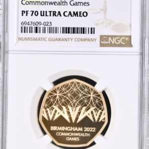 2022 Gold Proof Fifty Pence (50p), Commonwealth Games. NGC Graded PF70 Ultra Cameo