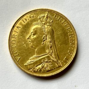 1887 Gold Five Sovereign (5 Pounds / £5) Queen Victoria