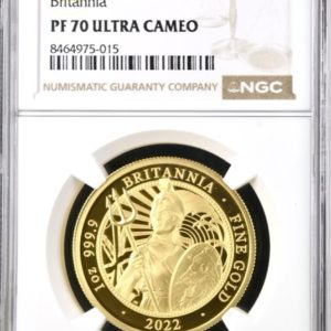 2022 Gold Proof £100 Britannia, One Ounce Coin. NGC Graded PF70 Ultra Cameo